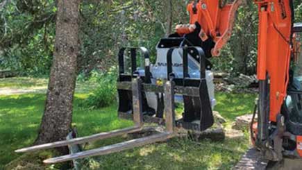 Fork for excavator to skidsteer quick attach