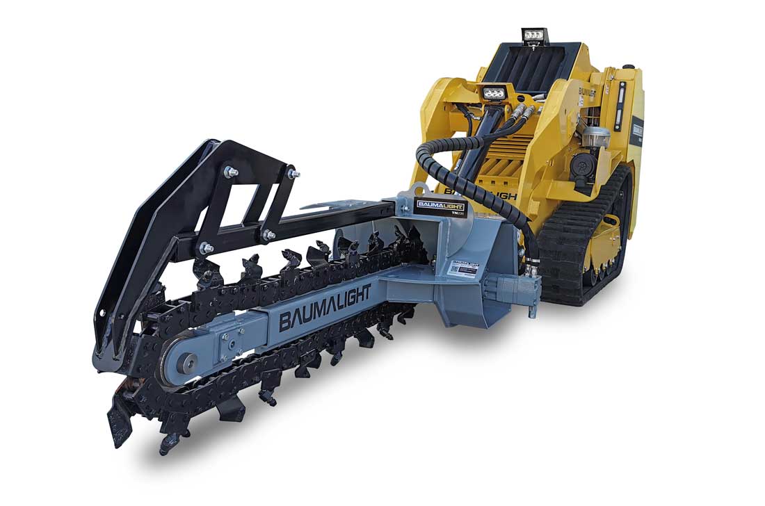 Baumalight trencher for compact utility loader