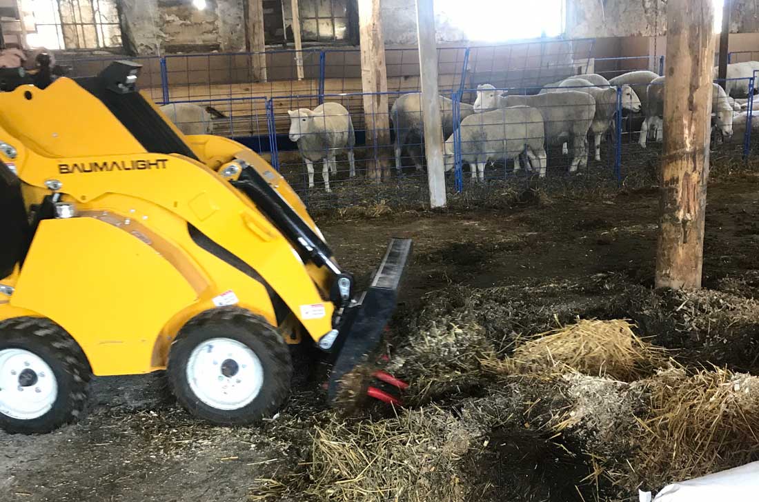 Manure fork in use at farm