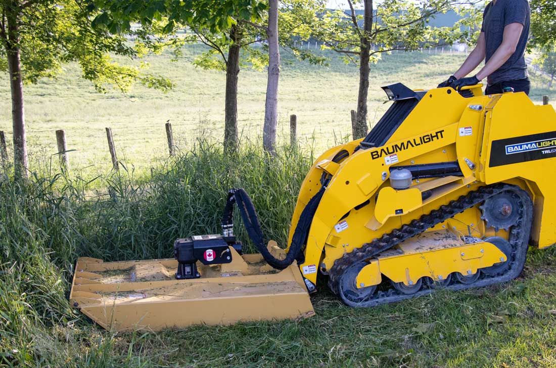 Rotary mower on TRL620D in action