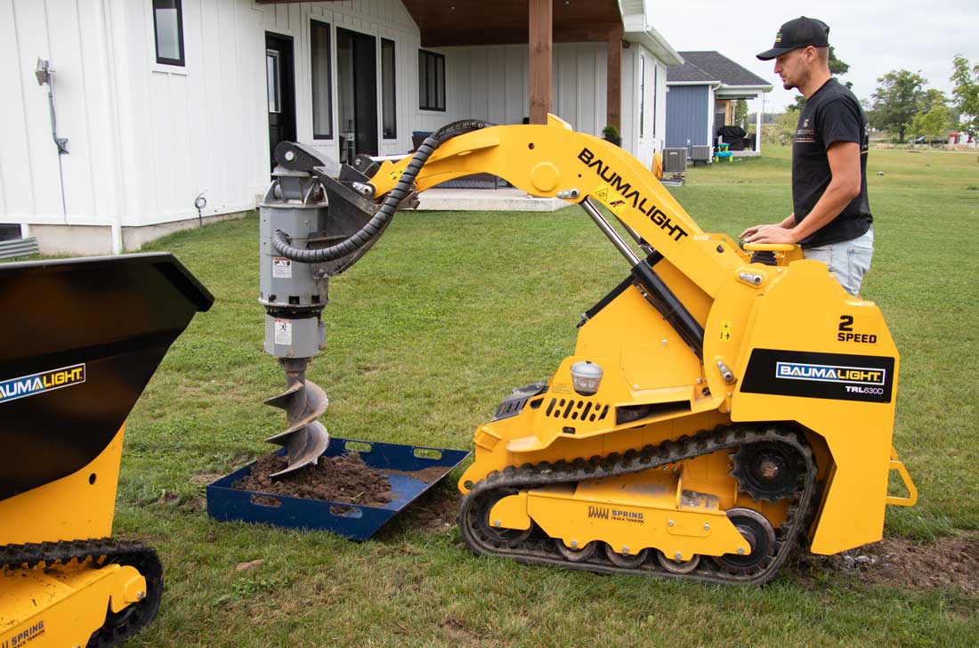 rc586 auger drive mounted on skidsteer