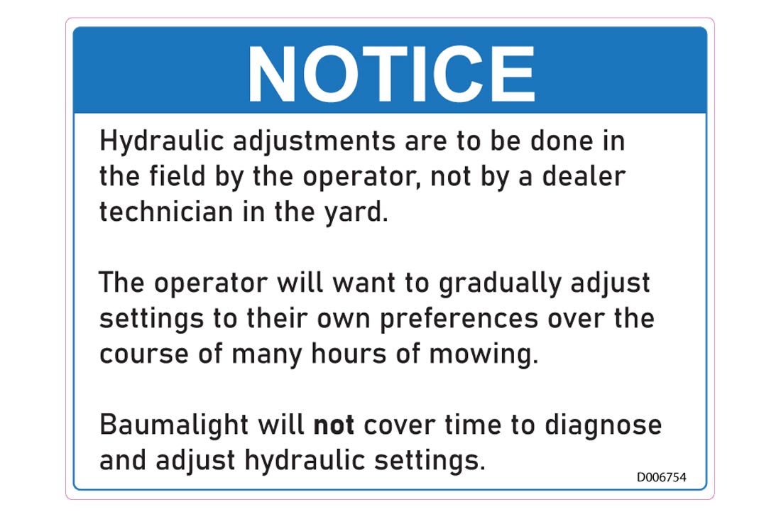 Baumalight boom mower skidsteer notice