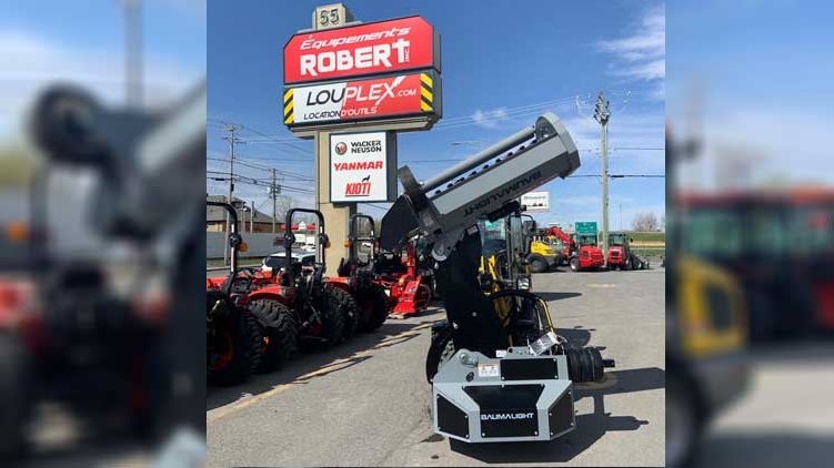 Baumalight Flail mower mounted on boom on display
