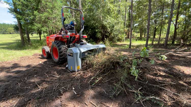 customer using mp348 tractor and mulching