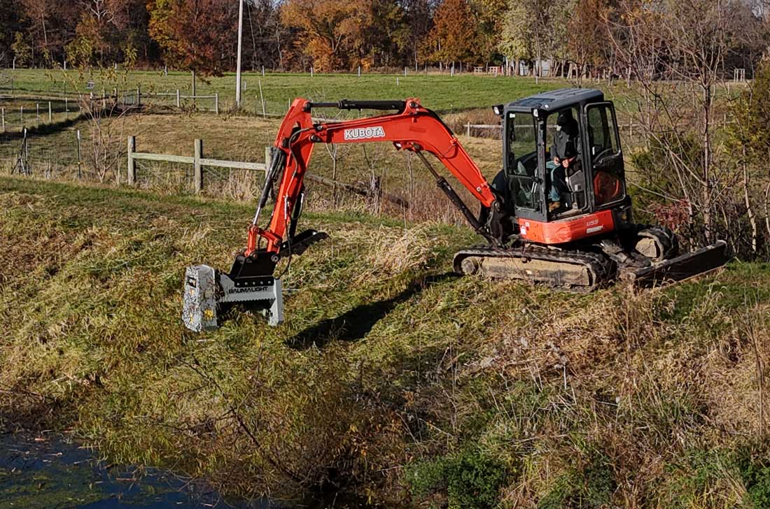 aggressive brush mulching for mini excavator