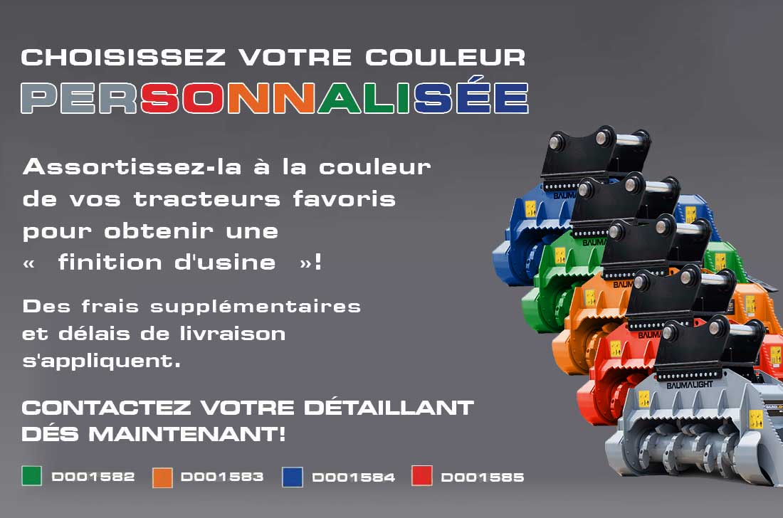 Broyeurs à brosse pour excavatrices, couleur personnalisée Baumalight