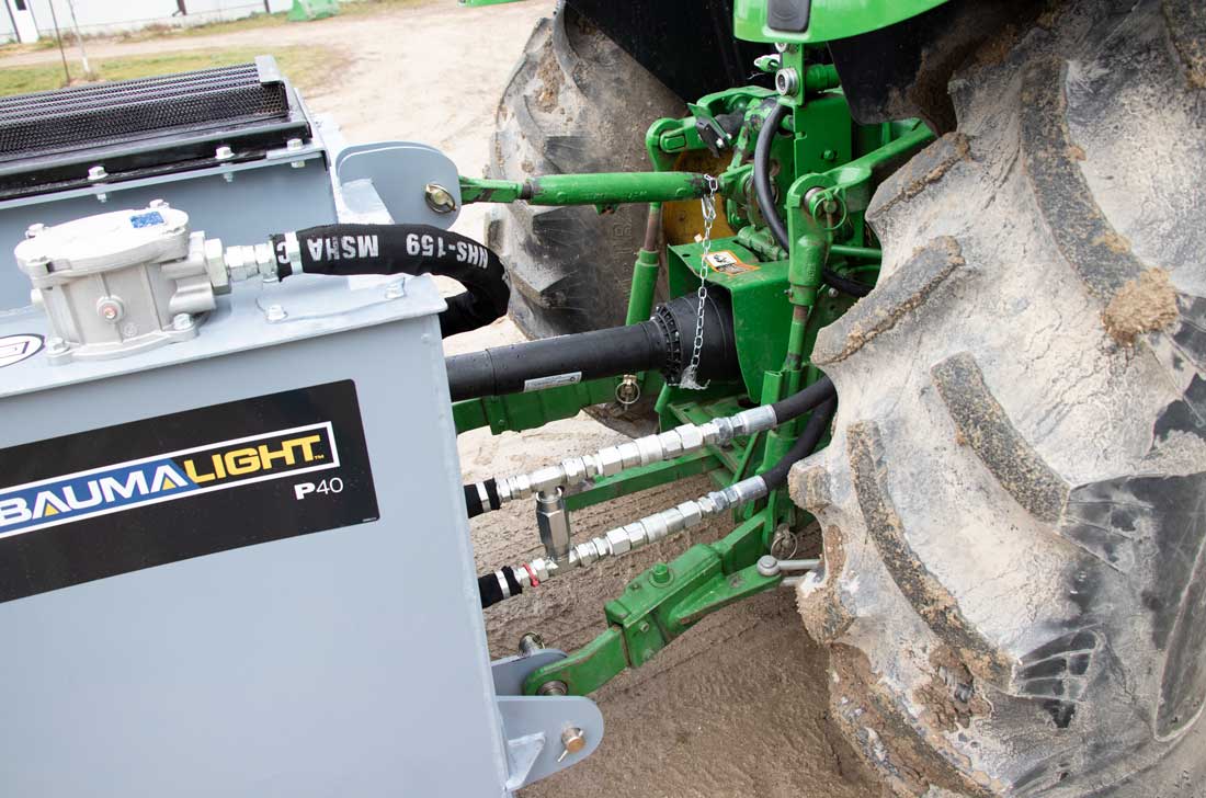 Tractor PTO powered hydraulic power pack