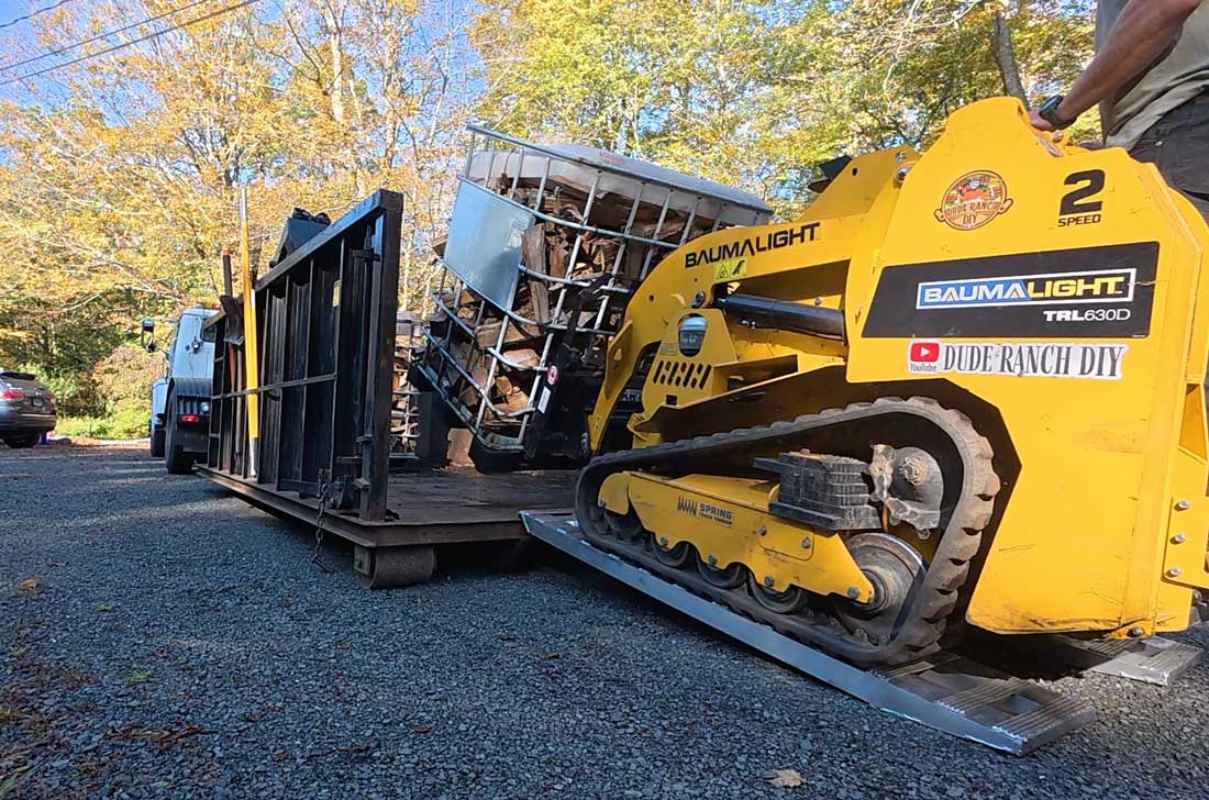 trl630d levage de bois de chauffage avec des fourches à palettes