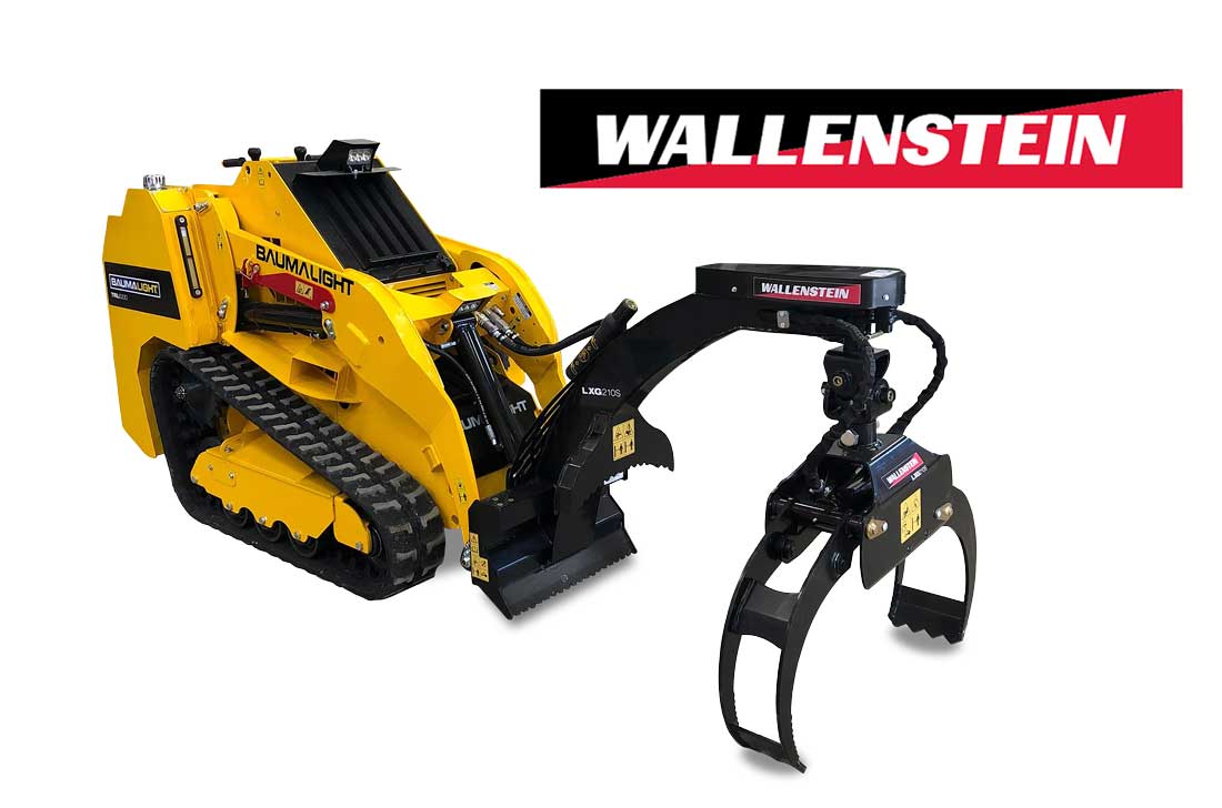 Pince à bûches Wallenstein sur mini chargeur compact
