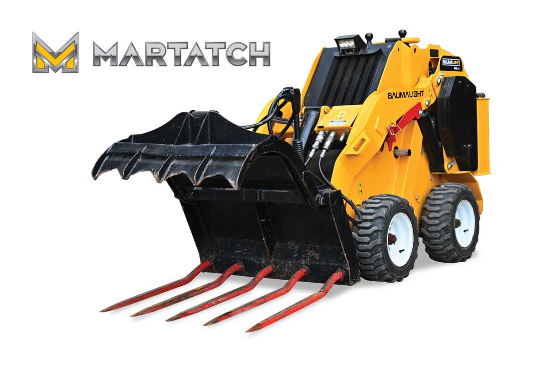 Baumalight mini skidsteer with grapple forks