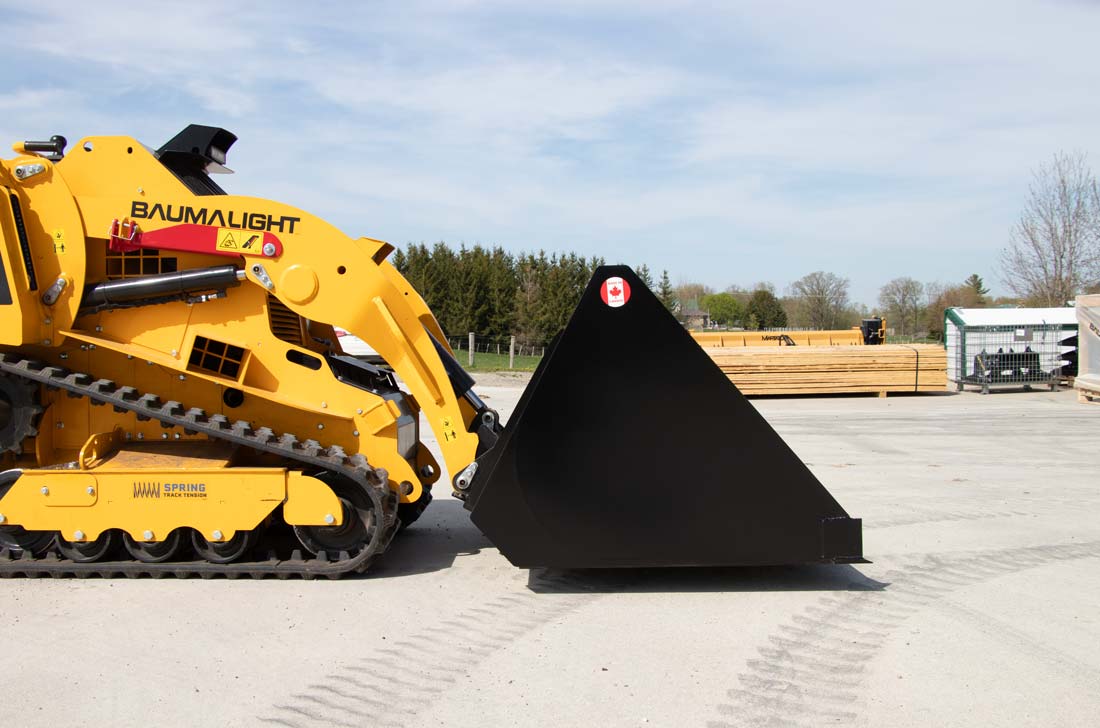 Martatch Mini High Volume Mini Bucket attachment to Mini Skidsteer