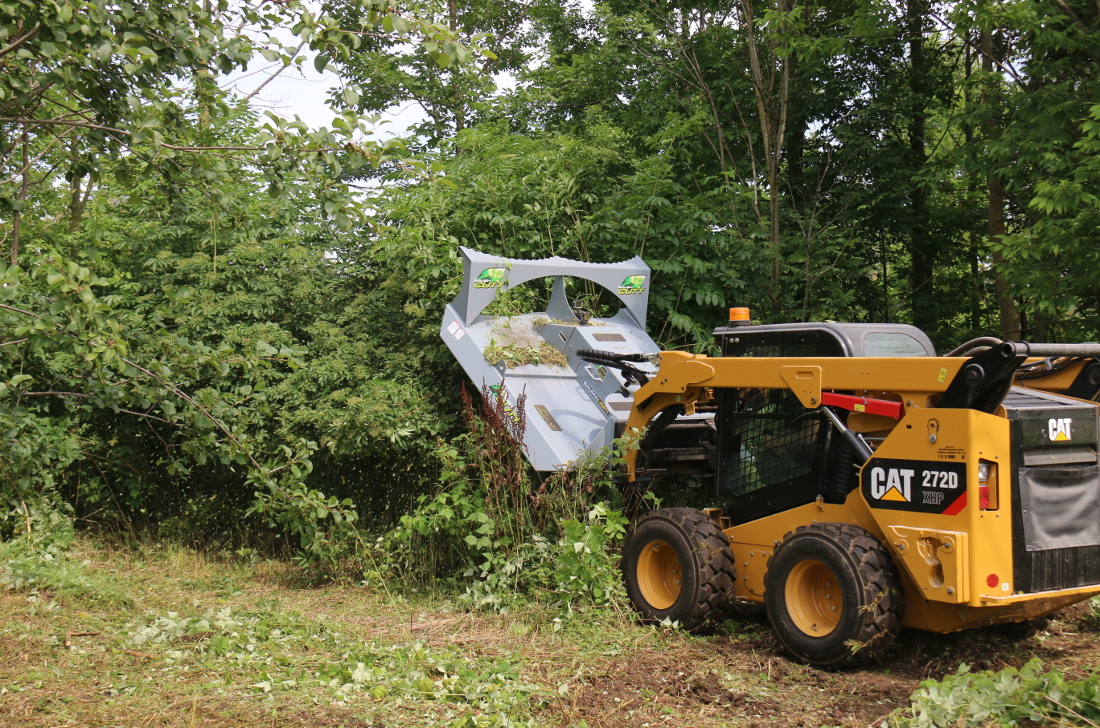 Heavy duty brush mulching with rotary cutter