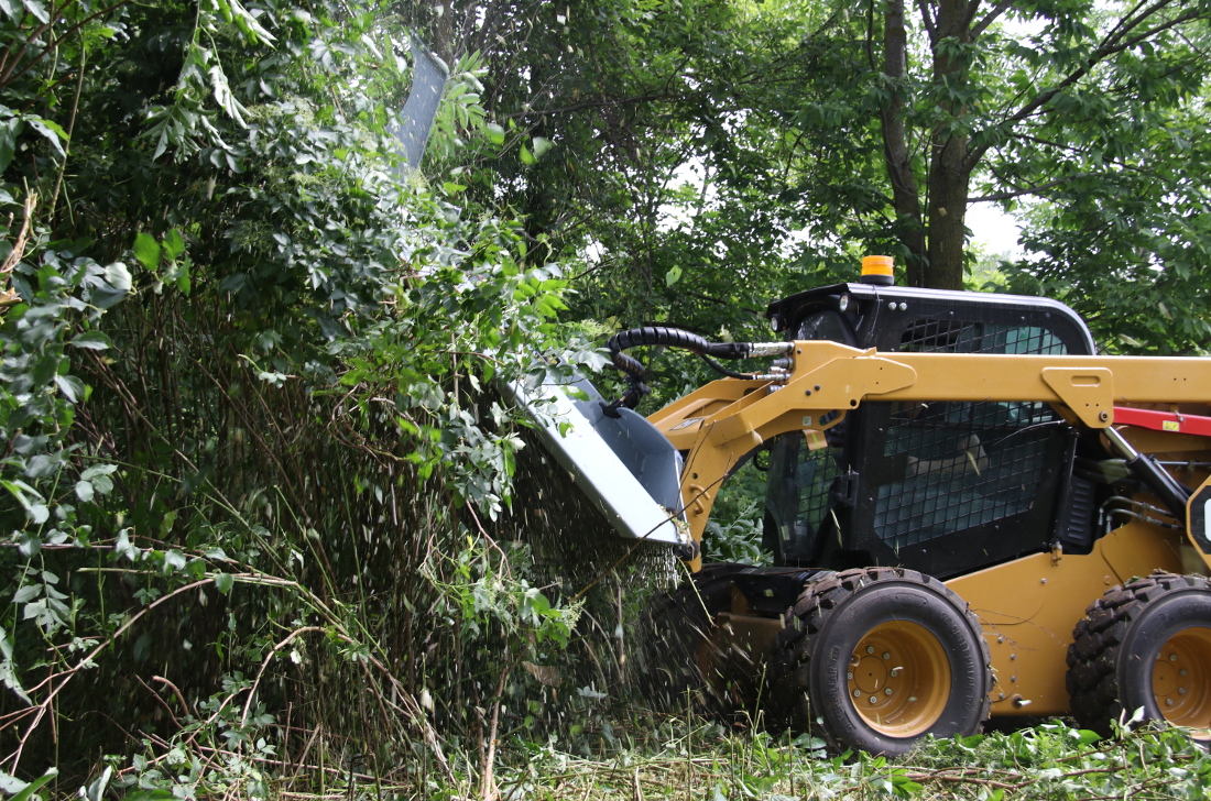 Skidsteer mount brush mower