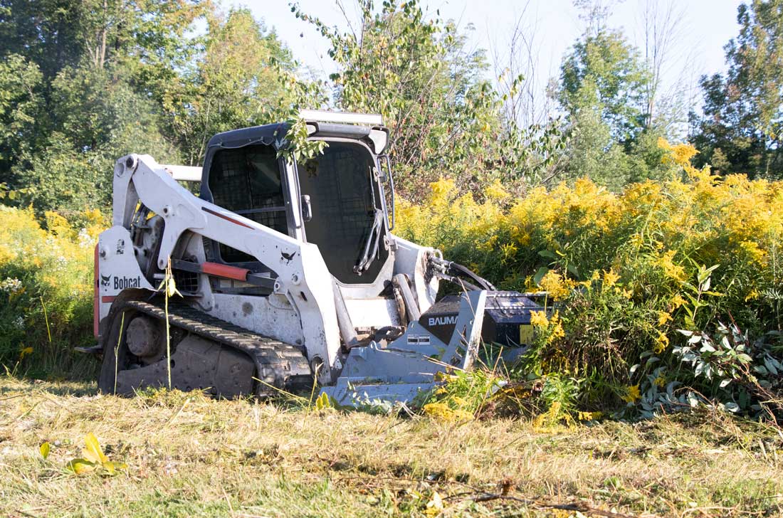 Bobcat tracked skidsteer with brush cutter