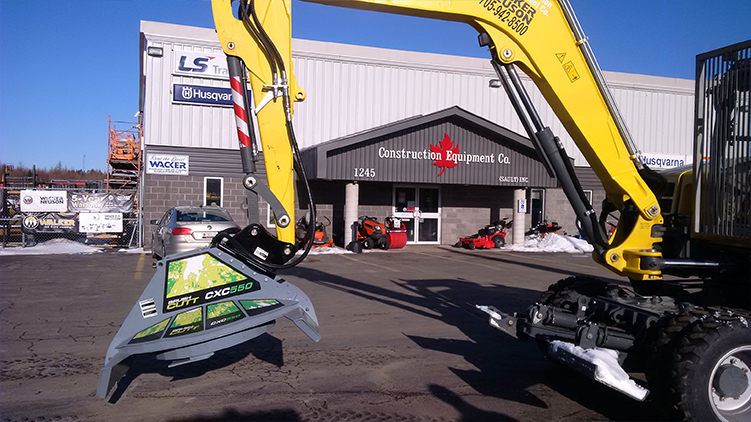 Brushcutt on high reach excavator