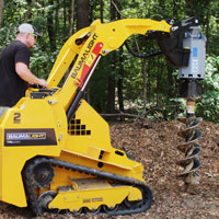 customer digging post holes from auger