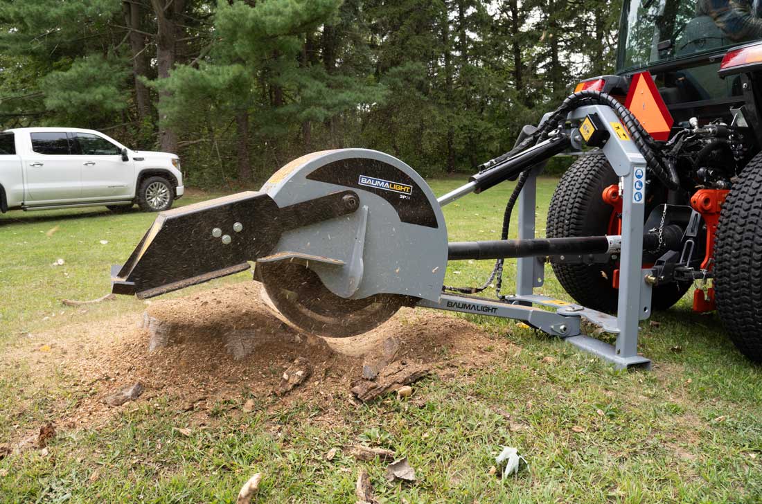 3p24 tractor stump grinder working