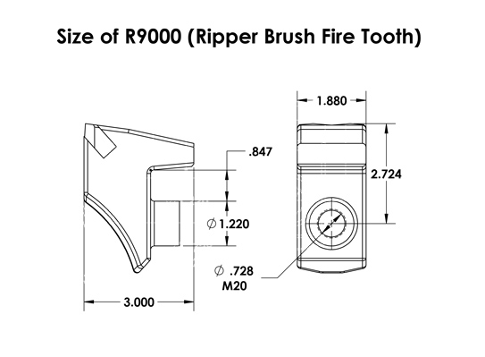 900 Series Ripper Brush Fire Tooth – Heavy Duty Carbide Tipped Replacement