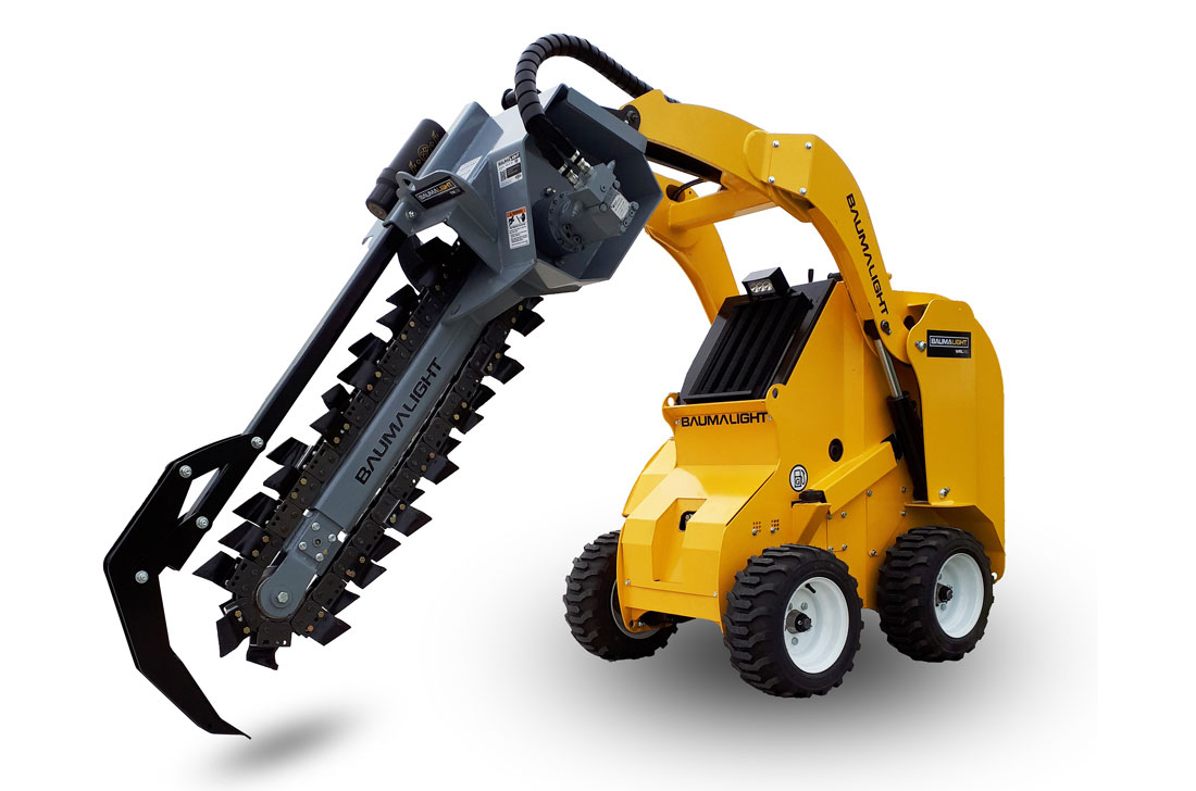 Trencher on mini tool carrier