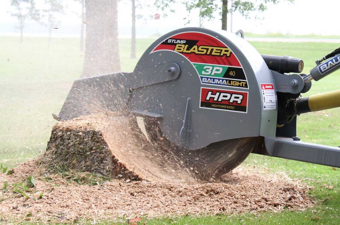 Stump removal with tractor 3P24 grinding stumps