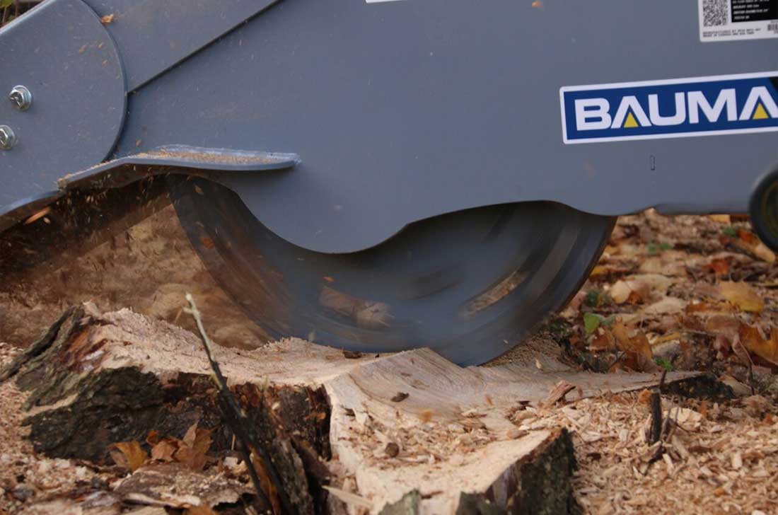 Stump grinding action