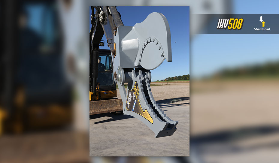 Vertical Baumalight IXV508 excavator mounted with wedge coupler limb shear