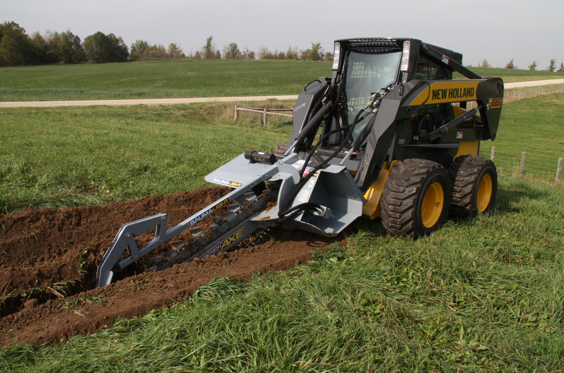 Trencher TN548 mounted on a skidsteer