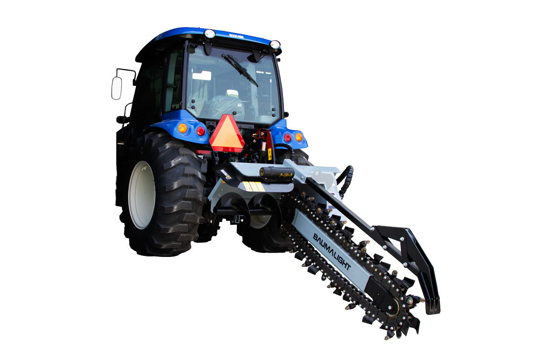TN548 hydraulic powered trencher on tractor